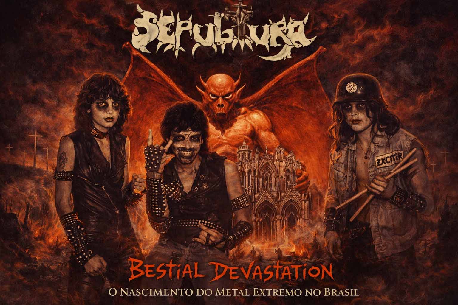 Arte Bestial Devastation e o nascimento do metal extremo no Brasil com demônio e cenário sombrio