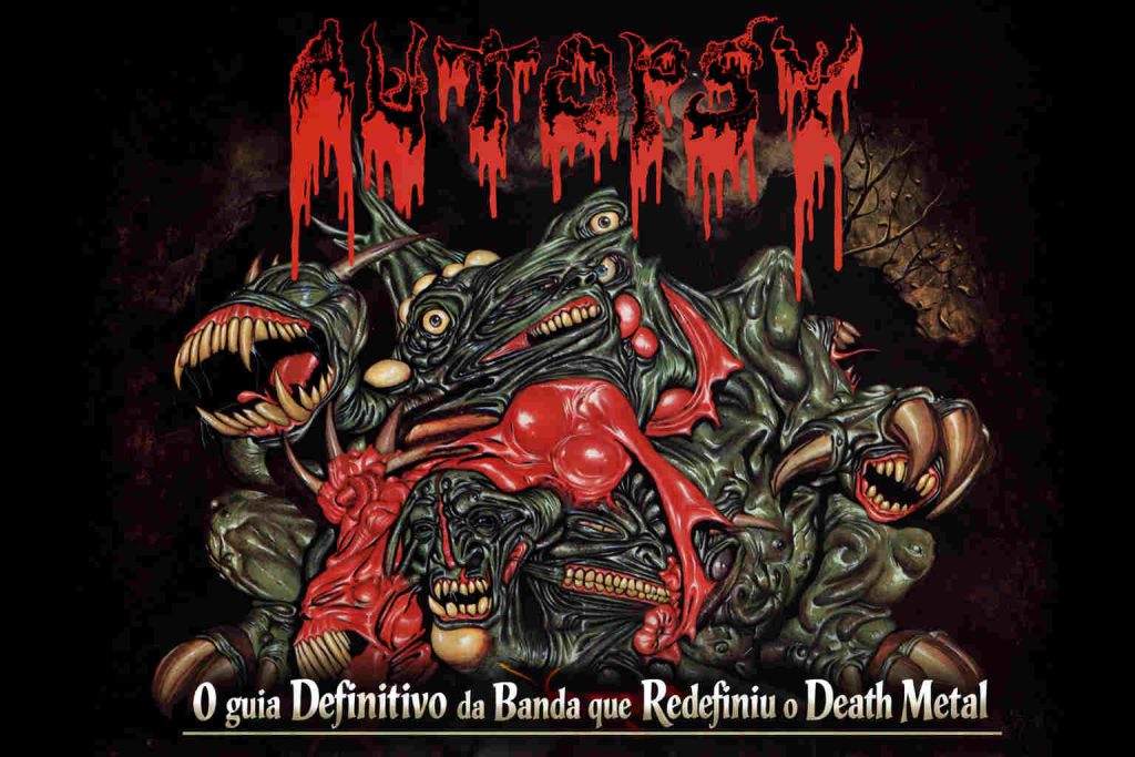 Capa ilustrada da banda Autopsy com arte do álbum Mental Funeral e título O guia Definitivo da Banda que Redefiniu o Death Metal