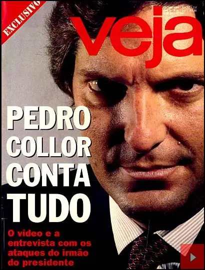 Pedro Collor na capa da Revista veja botando a boca no trombone