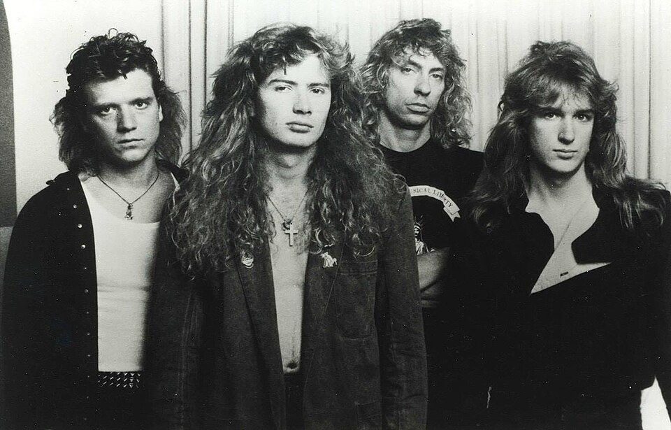 Foto da banda americana de thrash metal Megadeth em 1986.