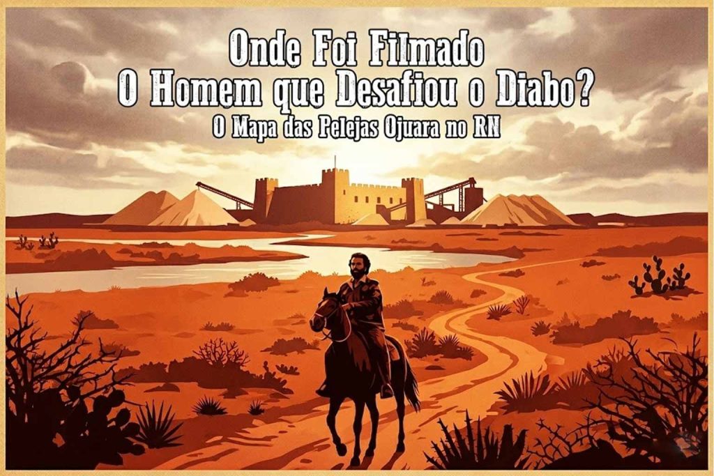 Capa de matéria sobre onde foi filmado O Homem que Desafiou o Diabo, mostrando um cavaleiro no sertão do Rio Grande do Norte com o Castelo de Bivar ao fundo.